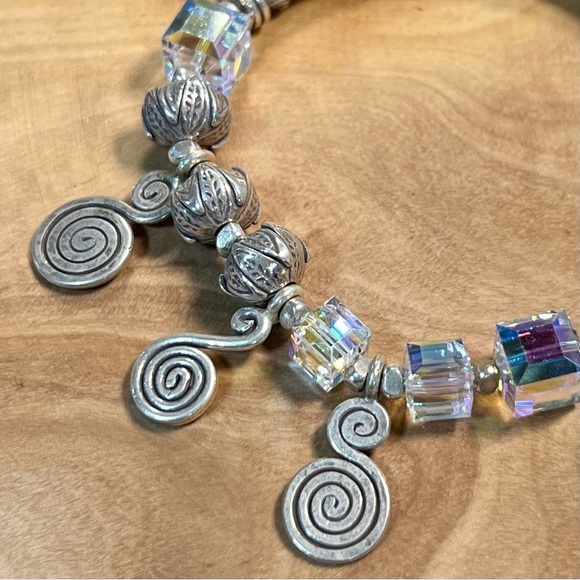 Vintage style Sterling Silver Bracelet with Swarovski beads - Picture 4 of 10